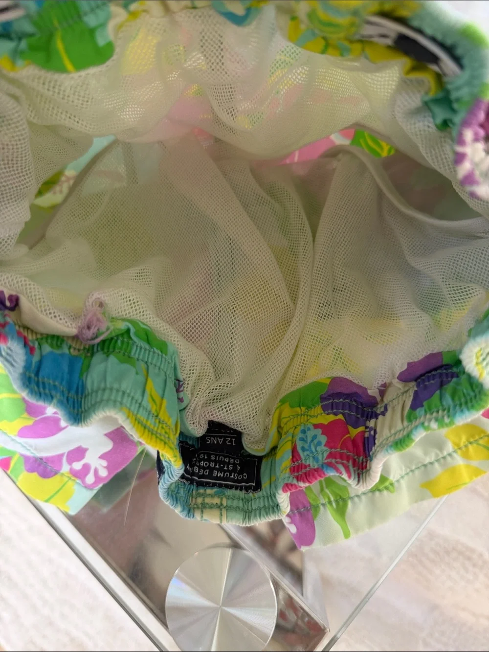 12 Boys' Floral Drawstring Swim Shorts - Mint Green